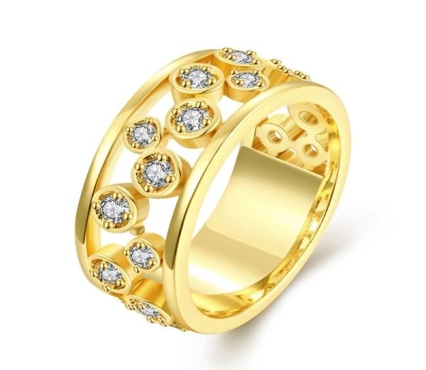 Prevention groove Out of date Inel placat cu aur de 18k, 2 microni, model tip verigheta cu pietre  zirconia albe.- 6924O927 | OnlineBijoux.ro
