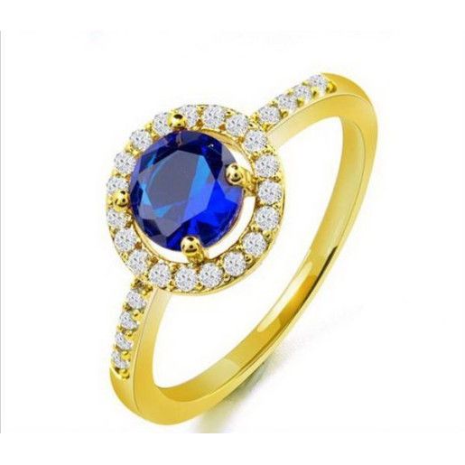 Inel placat cu aur de 18 k , colectia Solitair blue