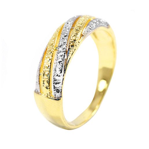 Inel Two tone , placat cu aur galben si alb de 18 k