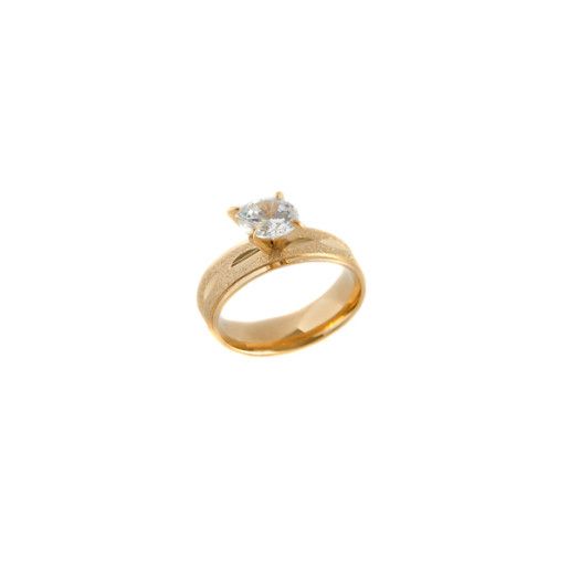 Inel solitaire , placat cu aur de 18 k , cu o piatra zirconia - 7098O918