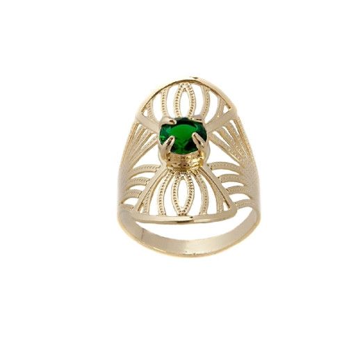 Smaranda, inel placat cu aur de 18 k , cu o piatra zirconia verde