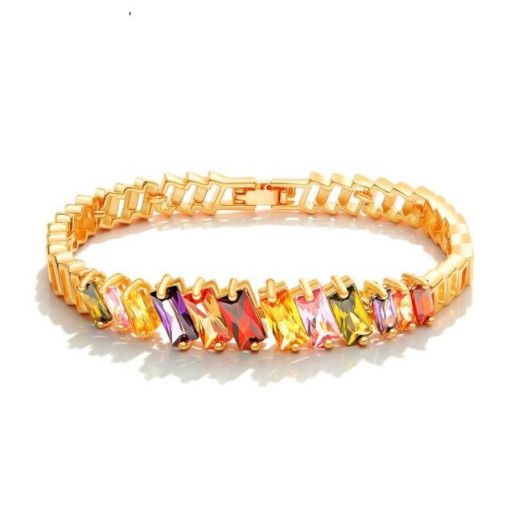Bratara placata cu aur de 18 k, cu cristale multicolore