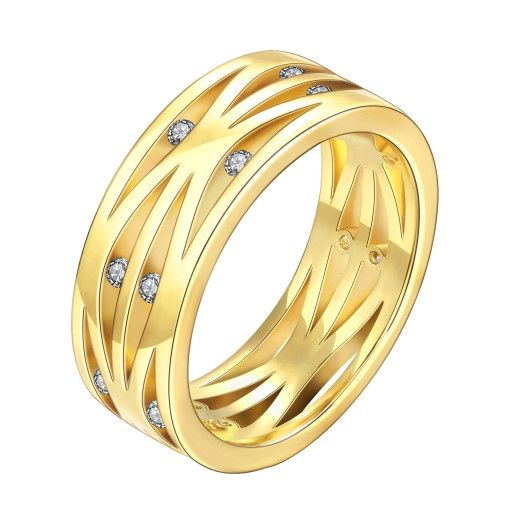 Crystal, inel placat cu aur de 18 k, cu pietre zirconia - 7321O921