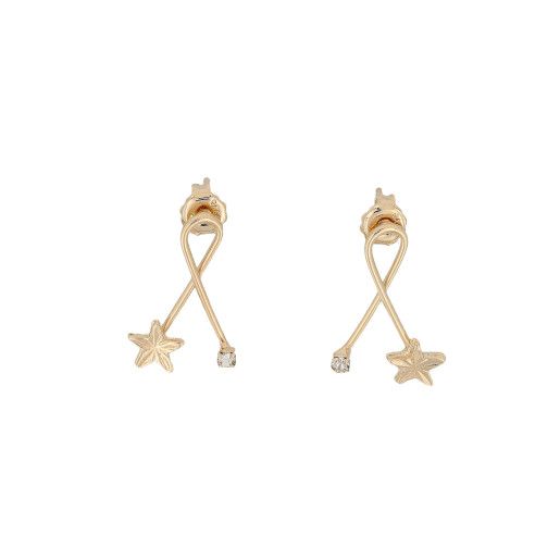 Cercei placati cu aur 18 k, 2 microni productie Brazilia, design modern - 7377O812