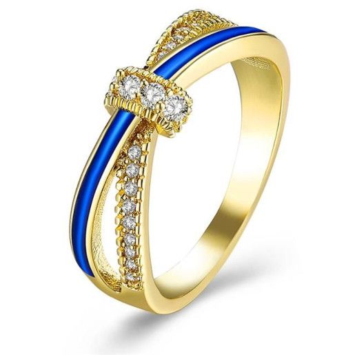 Inel placat cu aur de 18 k, cu cristale zirconia, montura micropave-7399O919