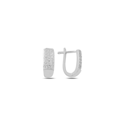 Cercei argint 925, rodiat, inchidere clasica, cu pietre zirconia, montura micropave  7459O827