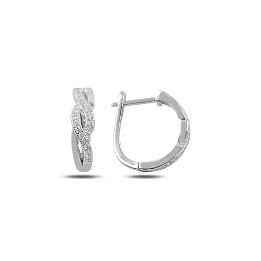 Cercei argint 925, rodiat, inchidere clasica, cu pietre zirconia, montura micropave  7460O830