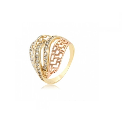 Inel placat cu aur de 18 k, cu pietre zirconia , multicolor 7528O924