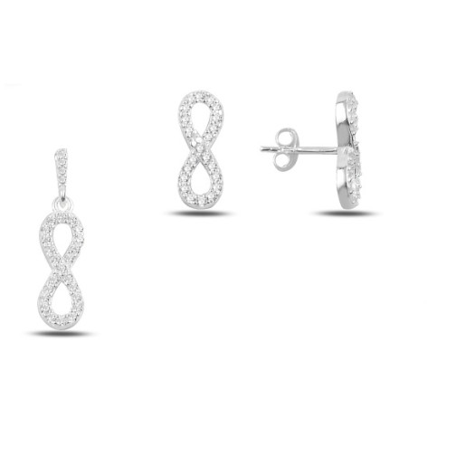 Infinity, set argint 925, rodiat, cu pietre zirconia albe- 7586O532
