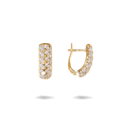 Cercei placati cu aur 18 K, 2 microni, cu pietre zirconia multifatetate - 7730O824