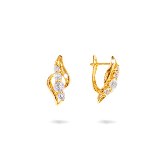 Cercei placati cu aur 18 K, 2 microni, cu pietre zirconia multifatetate - 7734O824