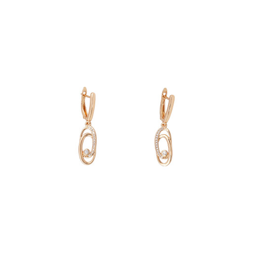 Cercei placati cu aur 18 K, inchidere clasica , model oval