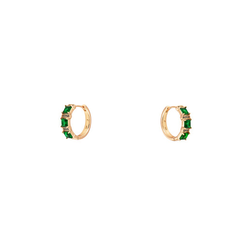 Cercei placati cu aur 18 K, inchidere clasica , model creola cu zirconia colorate