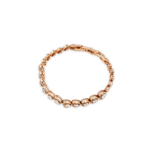 Bratara placata cu aur 18k,cu pietre zirconia albe,model inima