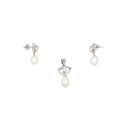 Set argint 925 cu perle si pietre zirconia