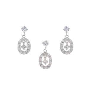 Set argint 925 rodiat design italian: cercei, pandantiv. Pietre: zirconia - 3834O577