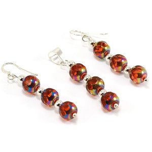 Set argint rodiat 925, design italian, cu pietre: Murano multicolore - 6556O568