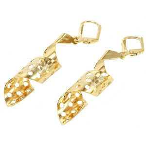 Cercei placati cu aur de 18k, 2 microni, productie Brazilia, colectia Golden Shine - 6738O816