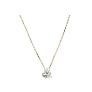 Colier placat cu aur de 18 k, 2 microni, productie Brazilia, colectia onlinebijoux , pandantiv model inimioara cu piatra zirconia multifatetata - 7563O329