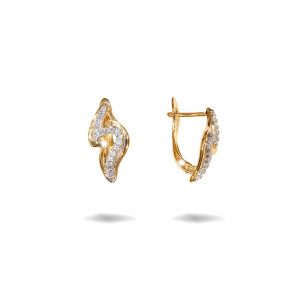 Cercei placati cu aur 18 K, cu pietre zirconia multifatetate, montura micropave , inchidere clasica  - 7710O823