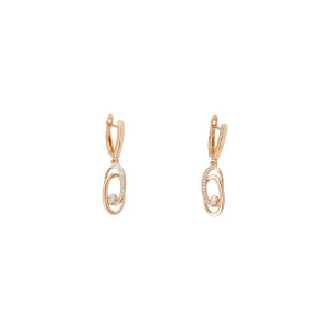 Cercei placati cu aur 18 K, inchidere clasica , model oval