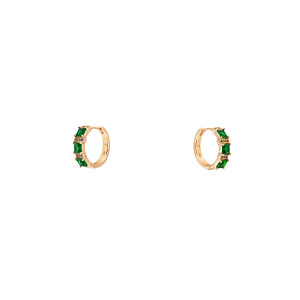 Cercei placati cu aur 18 K, inchidere clasica , model creola cu zirconia colorate