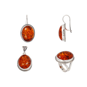 Set argint 925 , chihlimbar maro