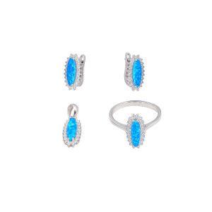 Set argint 925 cu pietre zirconia si opal