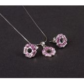 Set argint 925 rodiat, cu elemente swarovski, design italian: lant, pandant, cercei - 5169O5130