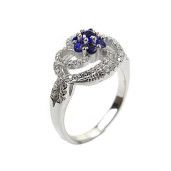 Case, inel argint 925, rodiat, blue sparkling