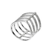 Monica, inel argint 925, rodiat, cu pietre zirconia  - marime 55