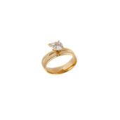 Inel solitaire , placat cu aur de 18 k , cu o piatra zirconia