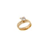 Inel solitaire , placat cu aur de 18 k , cu o piatra zirconia - 7098O918