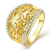Goldie, inel placat cu aur de 18 k cu pietre zirconia micropave