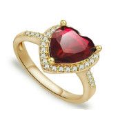 Red heart , inel placat cu aur de 18 k