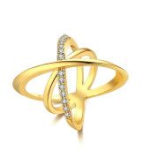 Modern style, inel placat cu aur de 18 K cu pietre zirconia- 7324O925