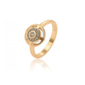 Inel placat cu aur de 18 k,  microni, cu pietre zirconia albe 7526O921 marime :62 