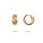 Cercei placati cu aur 18 K, model creola diamantata cu motiv floral , 7624O822