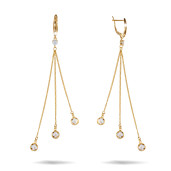 Cercei placati cu aur 18 K, 2 microni, cu pietre zirconia multifatetate  - 7727O840