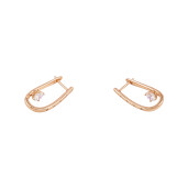 Cercei placati cu aur 18 K, inchidere clasica , model oval cu pietre zirconia albe