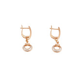 Cercei placati cu aur 18 K, inchidere clasica , model oval cu pietre zirconia albe
