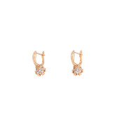 Cercei placati cu aur 18 K, inchidere clasica , model floare cu pietre zirconia albe