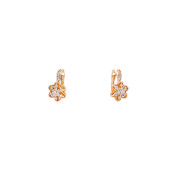 Cercei placati cu aur 18 K, inchidere clasica , model floare cu pietre zirconia albe