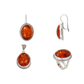 Set argint 925 , chihlimbar maro