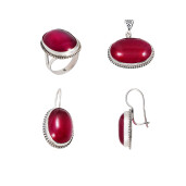 Set argint 925 ,agata fuchsia