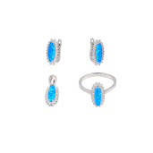Set argint 925 cu pietre zirconia si opal
